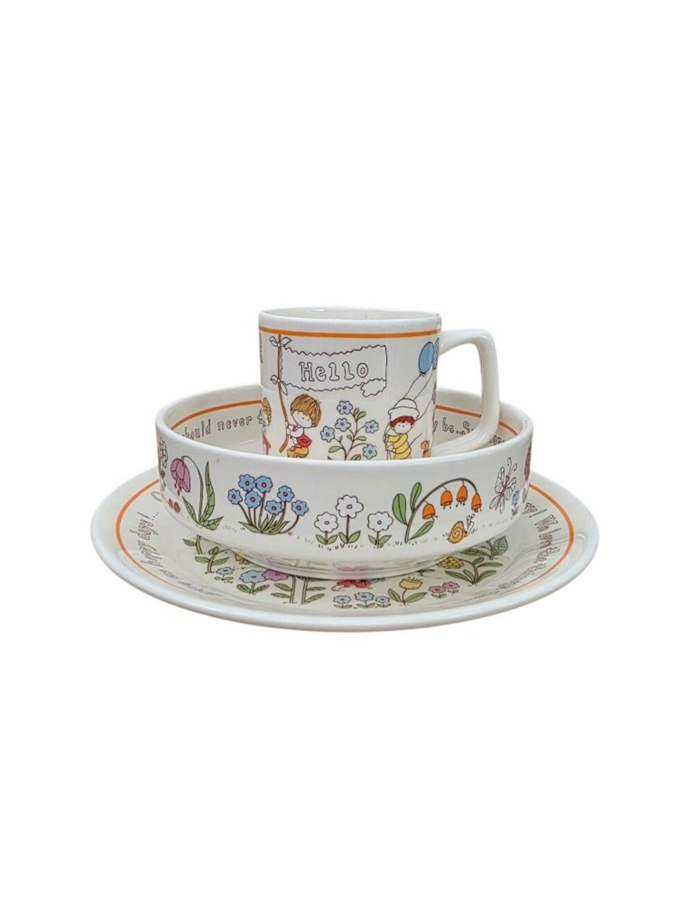 Lenox Gentle Friends Children's Baby 3 Piece Dinnerware Set Plate Bowl Cup